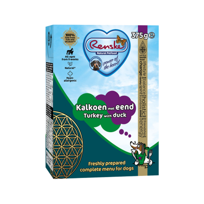 Renske Vers Kalkoen met Eend - 12 x 375 gram - natvoer honden