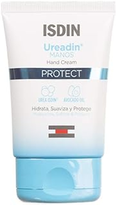 ISDIN Ureadin Protect Handcrème, 50 ml, snel intrekkende, hydraterende en beschermende crème voor handen en nagels, bijzonder geschikt voor droge huid