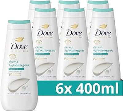 Dove Advanced Care Derma Hypo-Allergenic Verzorgende Douchegel, transformeert zelfs de meest droge huid - 6 x 400 ml - Voordeelverpakking