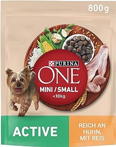 PURINA ONE MINI Active, rijk aan kip, met rijst, 800 gram - hondenbrokken