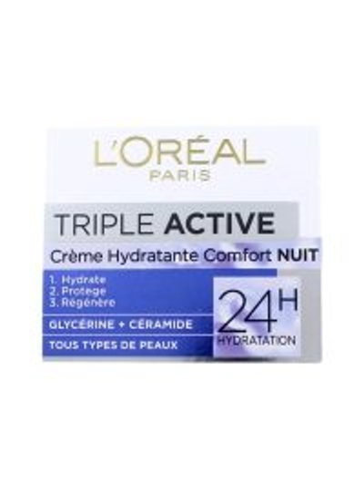 L’Oreal Nachtcreme Triple Active Alle Huidtypen, 50 ml