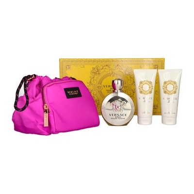 Versace Eros pour Femme Giftset - 100 ml eau de parfum spray + 100 ml showergel + 100 ml bodylotion + toilettas - cadeauset voor dames