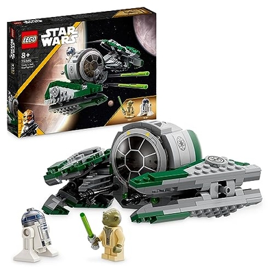 LEGO 75360 Star Wars Yoda's Jedi Starfighter Constructie Speelgoed voor Jongens en Meisjes, The Clone Wars Voertuig Set met Meester Yoda Minifiguur, Lichtzwaard en Droid R2-D2 Figuur, Kerstcadeau
