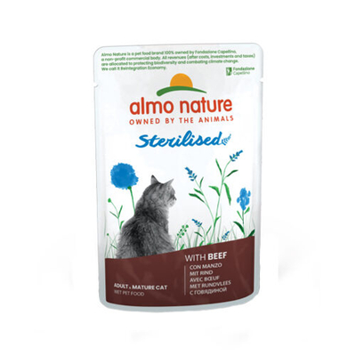 Almo Nature - Sterilised - Kattenvoer - Maaltijdzakje - Rund - 30 x 70 g - natvoer katten