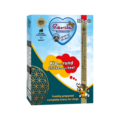 Renske Vers Kip met Rund - 12 x 375 gram - natvoer honden