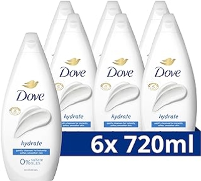 Dove Essential Care Hydrate Verzorgende Douchegel, transformeert zelfs de meest droge huid - 6 x 720 ml - Voordeelverpakking