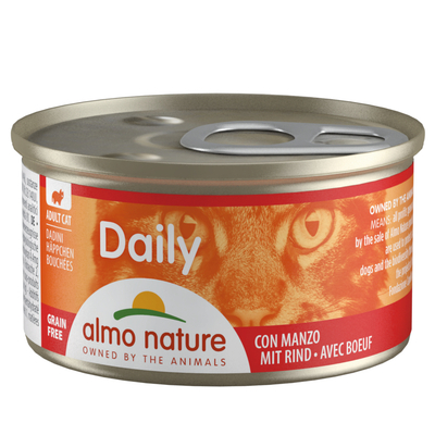 24 x 85 g Almo Nature Daily Menu - Hapje met Rund Voordeelpakket Kattenvoer - natvoer katten