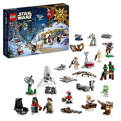 LEGO 75366 Star Wars adventkalender 2023 met 24 Cadeaus, inclusief 9 Personages, 10 Bouwbare Speelgoed Voertuigen en 5 Iconische Minimodellen, Kerstcadeau voor Kinderen en Fans