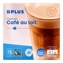 PLUS Koffiecapsules café au lait fairtrade doos 16 stuks