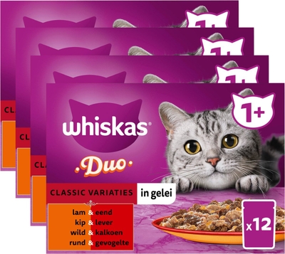 Whiskas Kattenvoer Duo Classic - Variaties Multipack in gelei - 12 x 85 gr natvoer katten