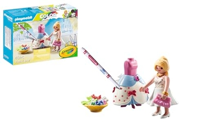 PLAYMOBIL Color 71374 Modieuze jurk, creatief ontwerp voor verschillende kledingstijlen, met wateroplosbare stiften en accessoires, speelgoed voor kinderen vanaf 5 jaar