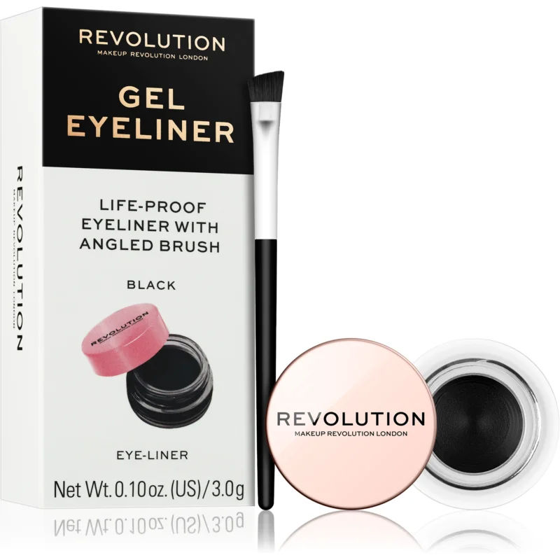 Makeup Revolution Gel Eyeliner Pot Gel Eye Liner met Kwastje Tint Black 3 gr