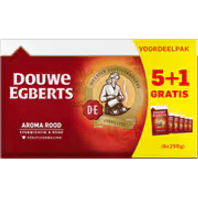 Douwe Egberts Aroma Rood Snelfiltermaling Voordeelpak 5+1 Gratis 6 x 250g