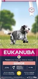 EUKANUBA premium hondenvoer met kip voor middelgrote rassen - droogvoer voor senior honden, 15 kg - hondenbrokken