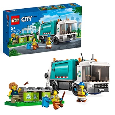 LEGO City Recycle vrachtwagen Speelgoed Set met 3 Vuilnisbakken uit de Leerzame Sustainable Living Serie, Cadeau-idee voor Kinderen vanaf 5 Jaar, Jongens en Meisjes 60386