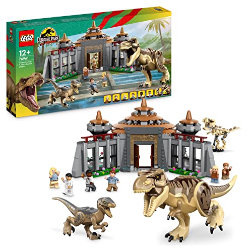 lego-76961-jurassic-park-bezoekerscentrum-t-rex-raptor-set-2-verstelbare-speelgoed-dinosaurussen-een-dino-skelet-figuur-en-6-minifiguren-voor-kinderen-vanaf-12-jaar-30ste-verjaardag-collectie