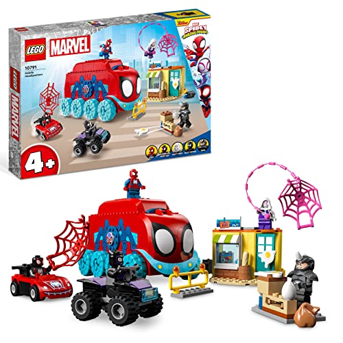 LEGO Marvel Team Spidey's mobiele hoofdkwartier, Spider-Man Speelgoed voor Jongens en Meisjes vanaf 4 Jaar, met Miles Morales en Black Panther Minifiguren, Spidey and his amazing friends Serie 10791
