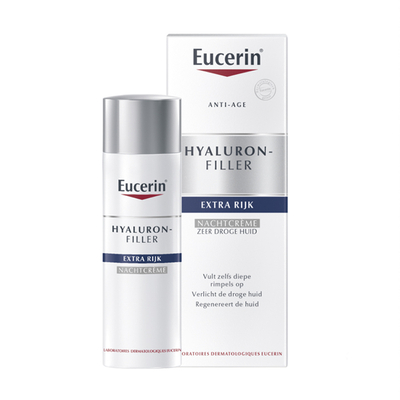 Eucerin Hyaluron-Filler Anti-Aging Nachtcrème - Extra rijk - Crème voor Zeer Droge Huid - Hyaluronzuur en 5% Ureum - 50 ml