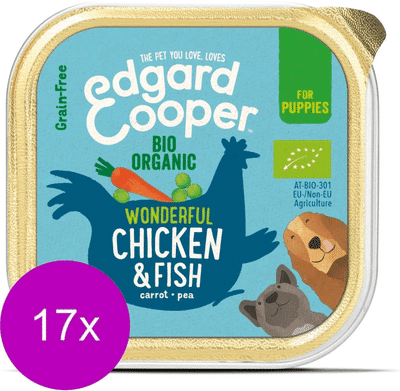 Edgard & Cooper Puppy Biologische Kip & Vis kuipje 17 x 100gr - natvoer honden