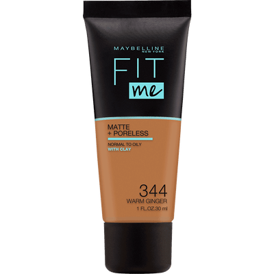 Maybelline New York - Fit Me Matte + Poreless Foundation - 344 Warm Ginger - Medium Dekkende Foundation met Matte Finish voor de Normale tot Vette Huid - 30 ml