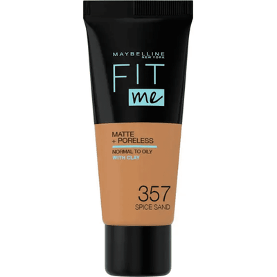 Maybelline New York - Fit Me Matte + Poreless Foundation - 357 Spiced Sand - Medium Dekkende Foundation met Matte Finish voor de Normale tot Vette Huid - 30 ml