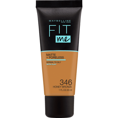 Maybelline New York - Fit Me Matte + Poreless Foundation - 346 Honey Bronze - Medium Dekkende Foundation met Matte Finish voor de Normale tot Vette Huid - 30 ml