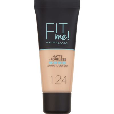 Maybelline New York - Fit Me Matte + Poreless Foundation - 124 Soft Sand - Medium Dekkende Foundation met Matte Finish voor de Normale tot Vette Huid - 30 ml