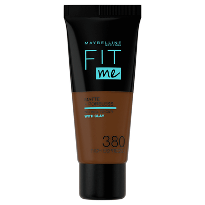 Maybelline New York - Fit Me Matte + Poreless Foundation - 380 Rich Espresso - Medium Dekkende Foundation met Matte Finish voor de Normale tot Vette Huid - 30 ml