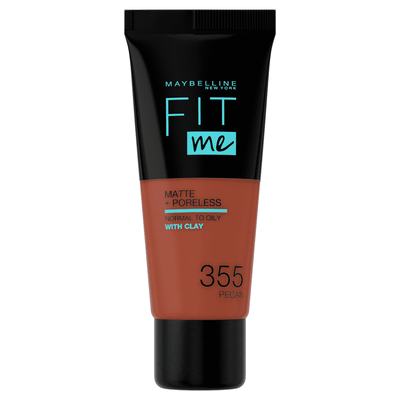 Maybelline New York - Fit Me Matte + Poreless Foundation - 355 Pecan - Medium Dekkende Foundation met Matte Finish voor de Normale tot Vette Huid - 30 ml