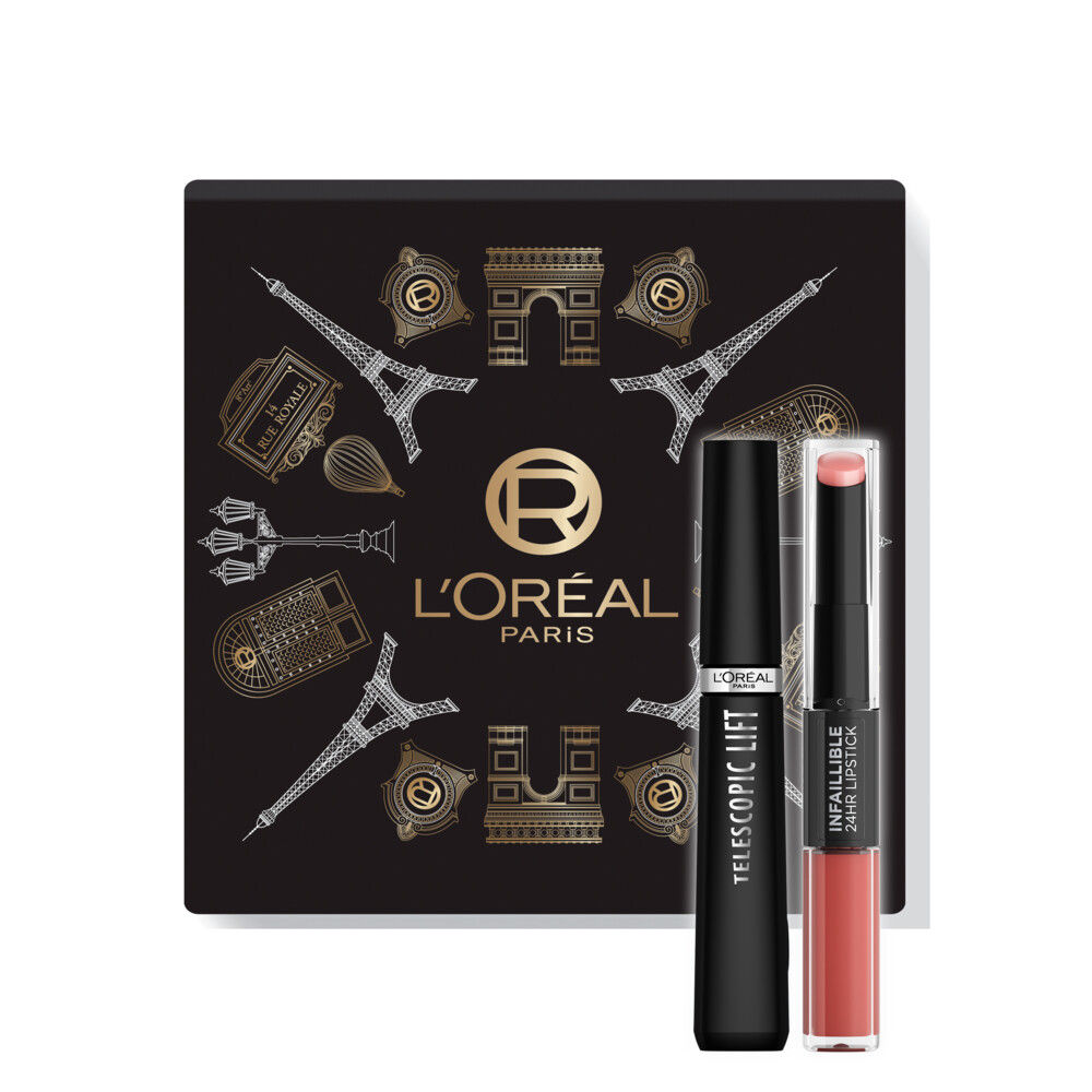 L'Oréal Paris Telescopic Lift mascara + Infaillible 24H Lipstick - 312 Incessant Russet lipppenstift - geschenkset