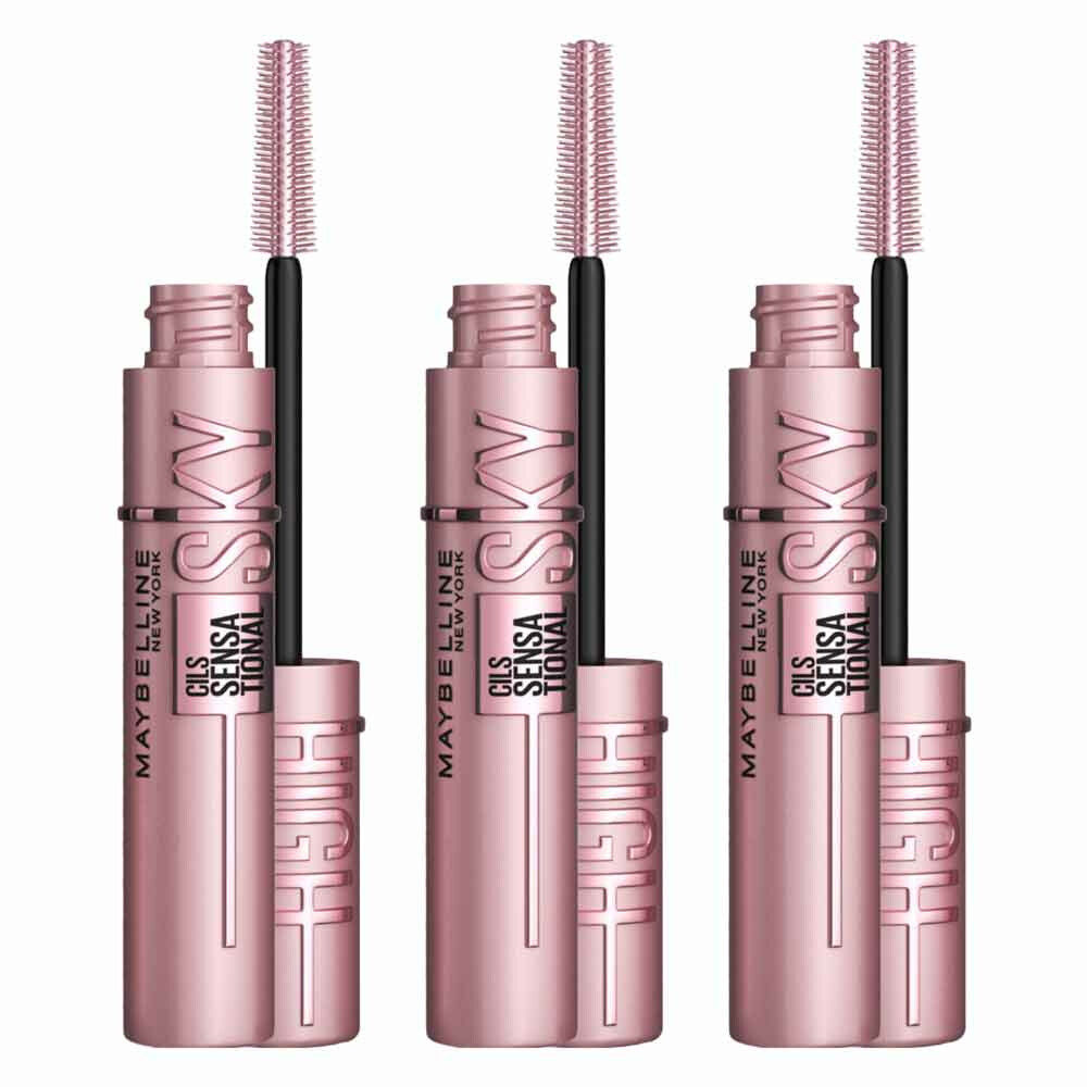 3x Maybelline Lash Sensational Sky High Mascara Very Black 7,2 ml