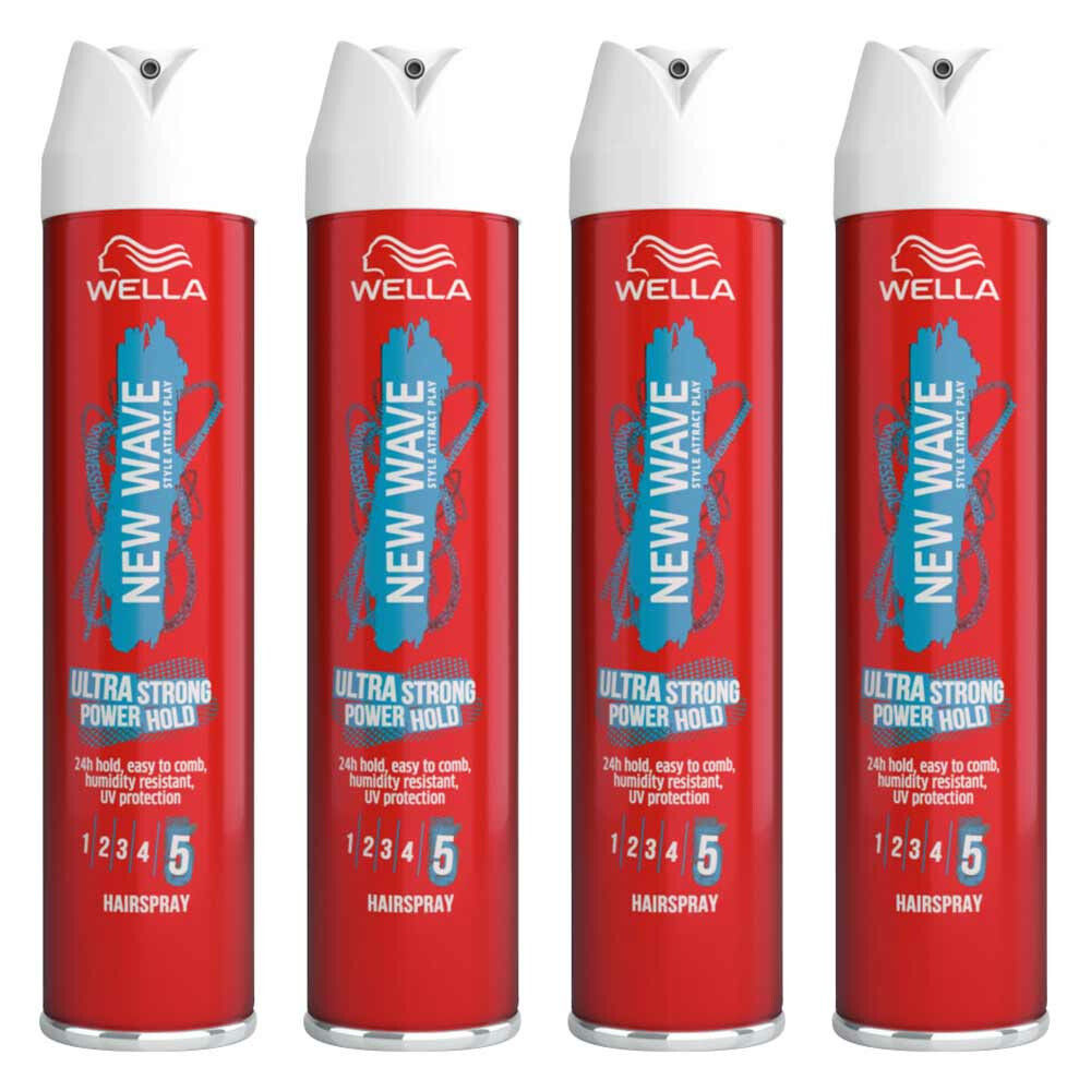 4x Wella New Wave Ultra Strong Power Hold Haarspray 250 ml