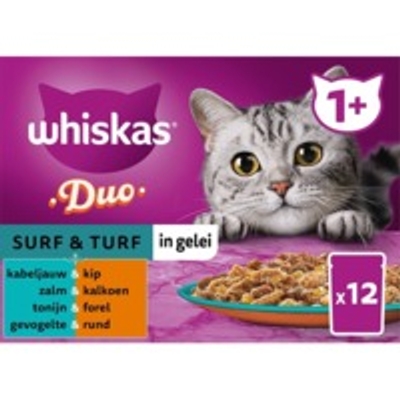 Whiskas Duo surf&turf in gelei Nat kattenvoer 1,02 kg - natvoer katten