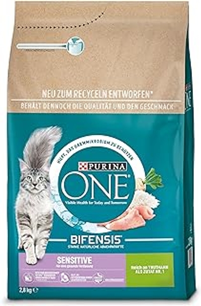PURINA ONE BIFENSIS Sensitive kattenvoer, droog, rijk aan kalkoen, 4-pack 4 x 2,8 kg - kattenbrokken