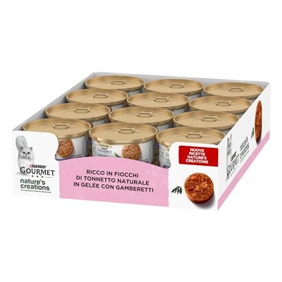 GOURMET Nature's Creations Natuurlijke tonnetvlokken van gelei, aanvullend voer voor volwassen katten, blik van 70 g - natvoer katten