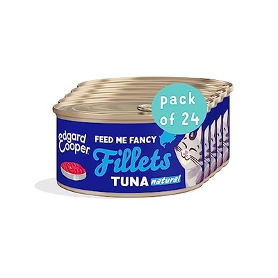 Edgard & Cooper Natvoer voor katten, gesteriliseerd of actief, natuurlijk, zonder granen, 70 g x 24 tonijn, gezonde aanvulling, smakelijk en evenwichtig - natvoer katten