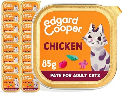 Edgard & Cooper Natvoer voor katten, gesteriliseerd of actief, voor volwassenen, natuurlijke paté, graanvrij, 85 g x 16 cm, licht verteerbaar, gezonde voeding, smakelijk en evenwichtig - natvoer katten