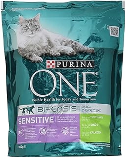 Purina ONE BIFENSIS Sensitive: rijk aan kalkoen en rijst 8 x 800 gr - kattenbrokken