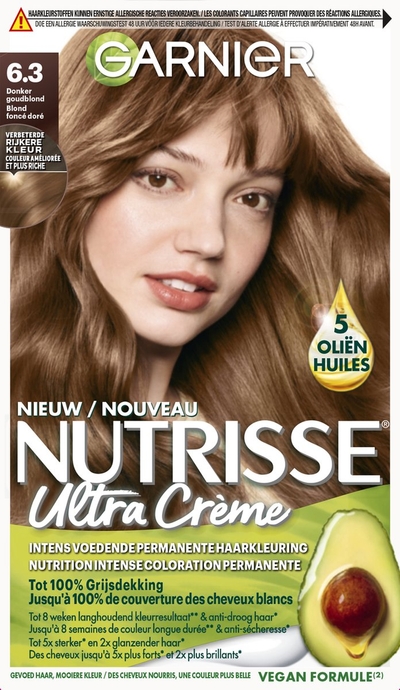 Garnier Nutrisse Ultra Crème 6.3 Donker Goudblond - Intens voedende permanente haarkleuring
