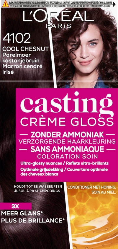L?Oréal Paris Casting Crème Gloss Parelmoer Kastanjebruin 4102 - Semi-permanente Haarkleuring Zonder Ammoniak