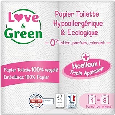 Love & Green 3-laags toiletpapier - 4 rollen