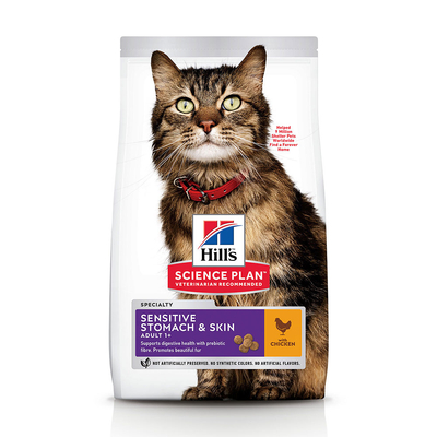 2x7kg Adult 1+ Sensitive Stomach & Skin Kip Hill's Science Plan Kattenvoer - kattenbrokken