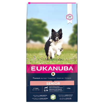 Eukanuba Lam en Rijst Senior Small & Medium Breed 2 x 12 kg - hondenbrokken