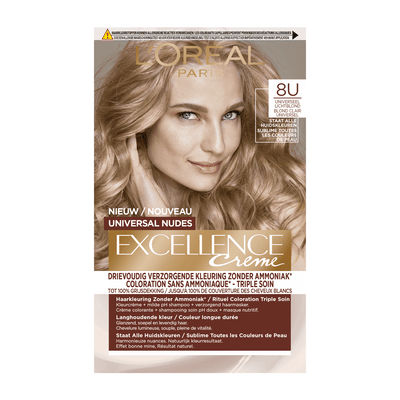 L'Oréal Paris Excellence Universal Nudes Lichtblond 8U - Permanente Haarkleuring Zonder Ammoniak