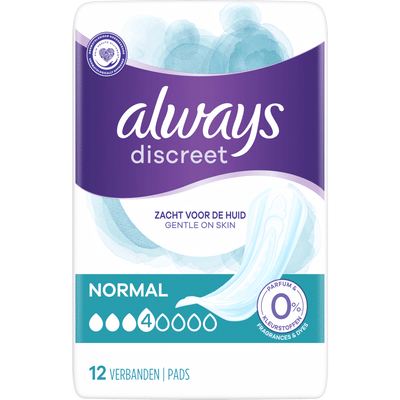 Always Maandverband Discreet 0% parfum Normal - 12 stuks
