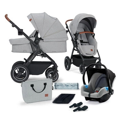 Kinderkraft B-TOUR - multifunctionele kinderwagen 3-in-1 - omvormbaar XL zitje/wieg - TRAVEL SYSTEM met autostoeltje - luchtbanden met vering - waterdichte kap met UPF50+ filter - verstelbare duwstang - snel inklapbaar met zitje - Lichtgrijs