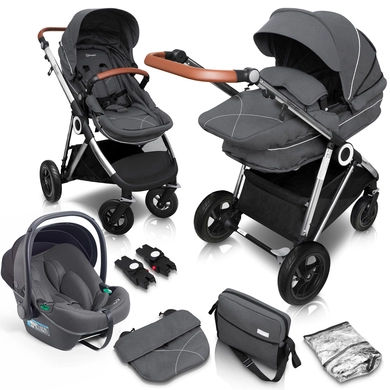 babyGO Halime 3 in 1 Air kinderwagen Silver Grijs