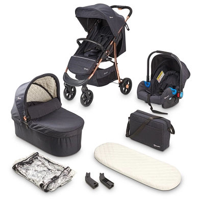 babyGO Kinderwagen 3 in 1 Black Rosegold