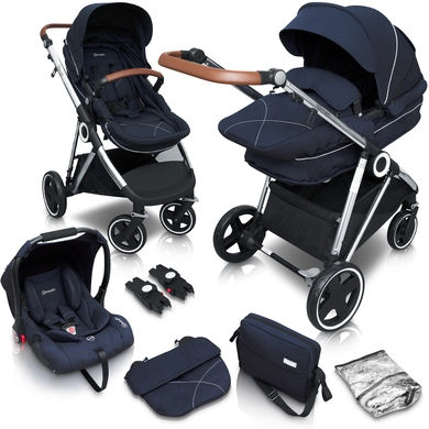 babyGO Kinderwagen Halime 3 in 1 Blue Silver