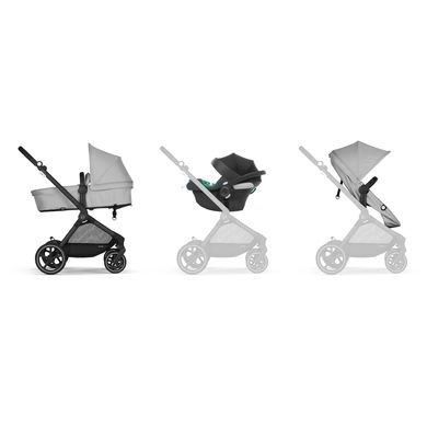 cybex GOLD 3 in 1 Set Kinderwagen Eos Basic incl. Autostoel Aton B2 Black Lava Grey